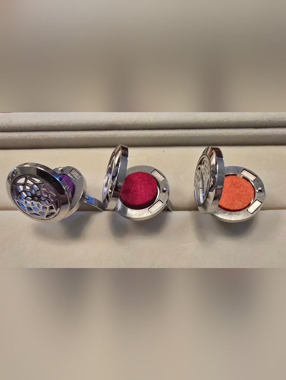 Aromatherapy Essential Oil Diffuser Rings, Silver - Picture 2 of 6
